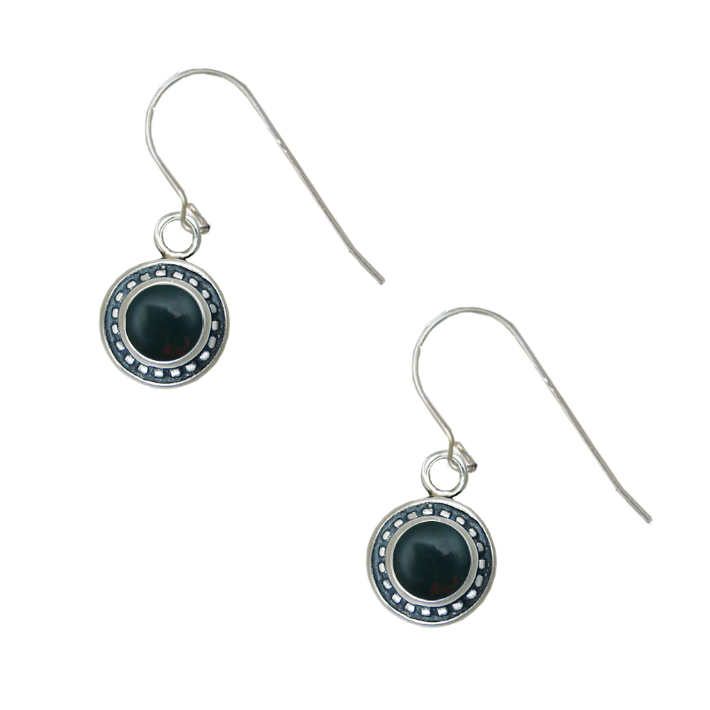 Sterling Silver Petite Bloodstone Gemstone Drop Dangle Earrings